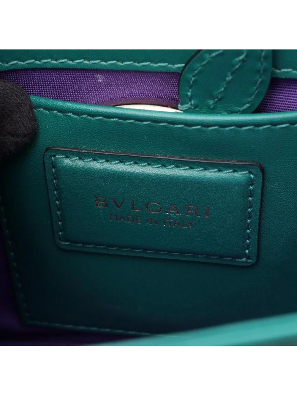 Bvlgari Serpenti Forever Turquoise Leather Crossbody Bag with Original Mirror